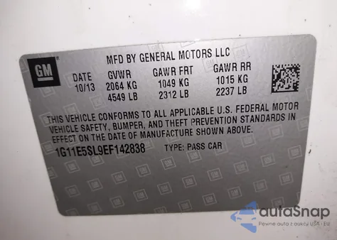 2014 Chevrolet Malibu 2Lt из США, поврежденный, VIN 1G11E5SL9EF142838